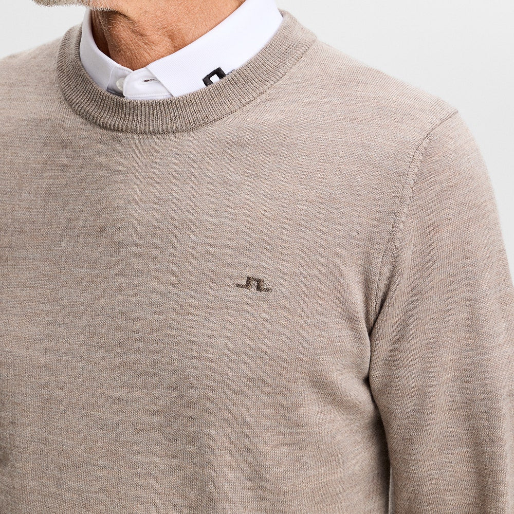 J.Lindeberg Golf Jumper - Keane Merino Crew Neck - Brindle Mel. AW26