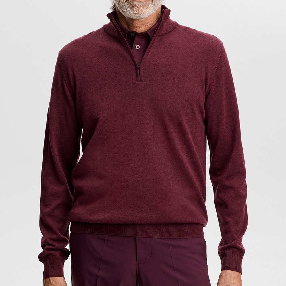 J.Lindeberg Golf Jumper - Kiyan Merino QZ - Winetasting AW26