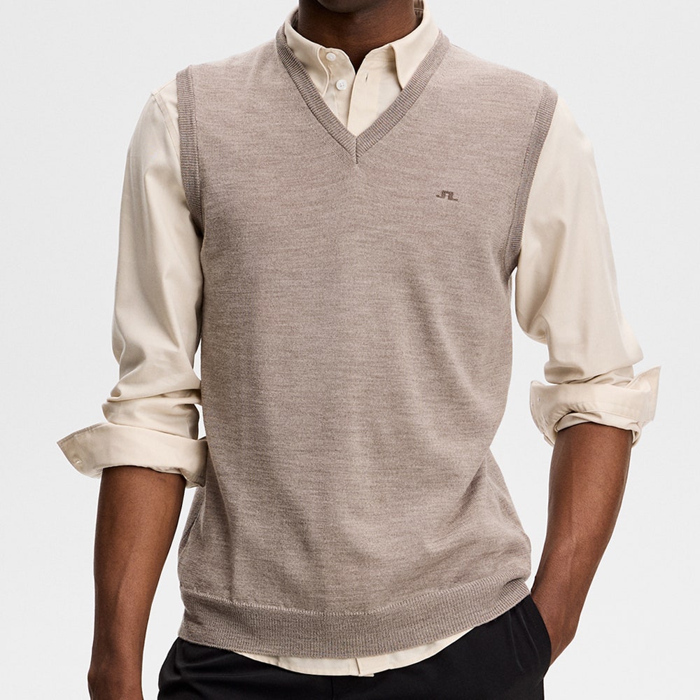 J.Lindeberg Golf Jumper - Liam Knitted Vest - Brindle Mel. AW26