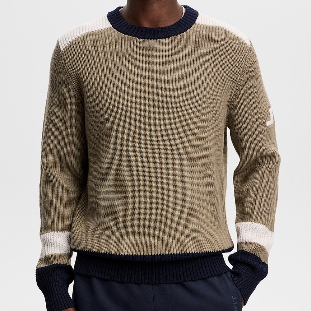 J.Lindeberg Golf Jumper - Stan CB Chunky Knit - Brindle AW26