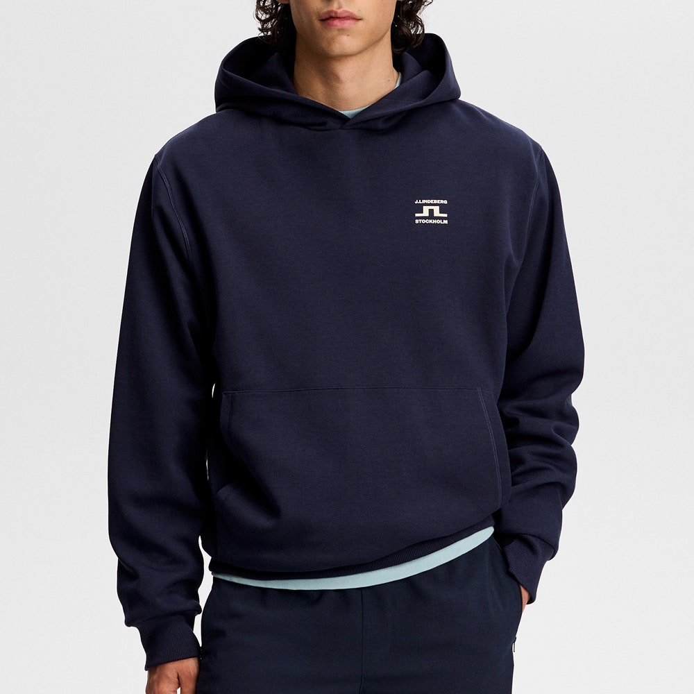 J.Lindeberg Golf Pullover - Club Print Hoodie - JL Navy SS26