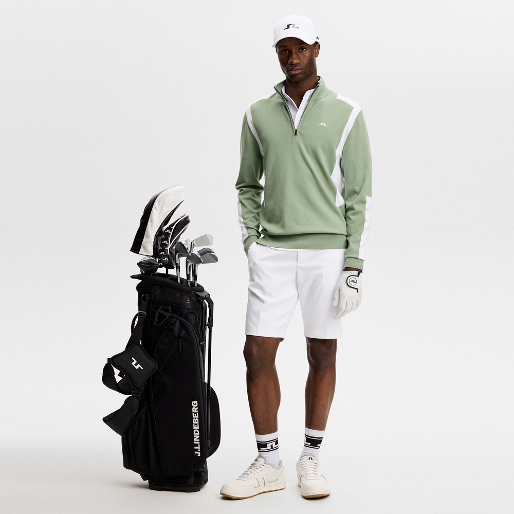 J.Lindeberg Golf Pullover - Kendrick Knitted QZ - Hedge Green SS26