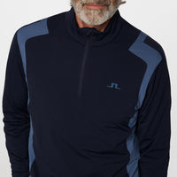 J.Lindeberg Golf Pullover - Lukas QZ Mid - Vintage Indigo AW25