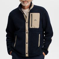 J.Lindeberg Golf Pullover - Marshall Fleece Hybrid - JL Navy AW26