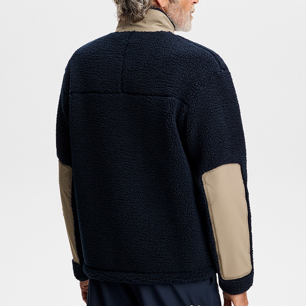 J.Lindeberg Golf Pullover - Marshall Fleece Hybrid - JL Navy AW26