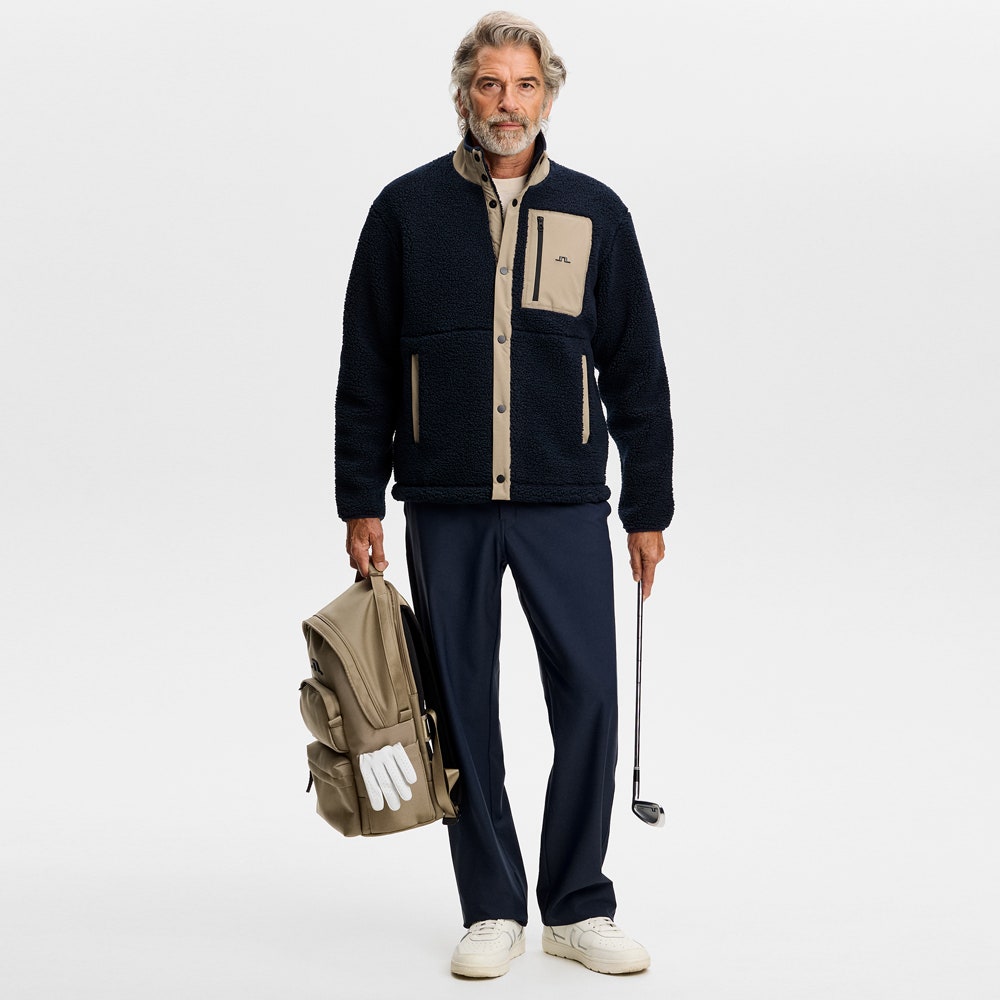 J.Lindeberg Golf Pullover - Marshall Fleece Hybrid - JL Navy AW26