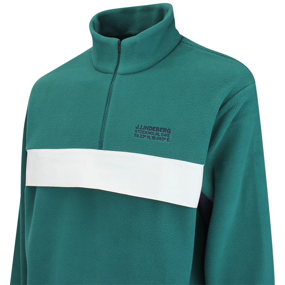 J.Lindeberg Golf Pullover - Quinn Fleece Hybrid QZ - Forest Biome AW26