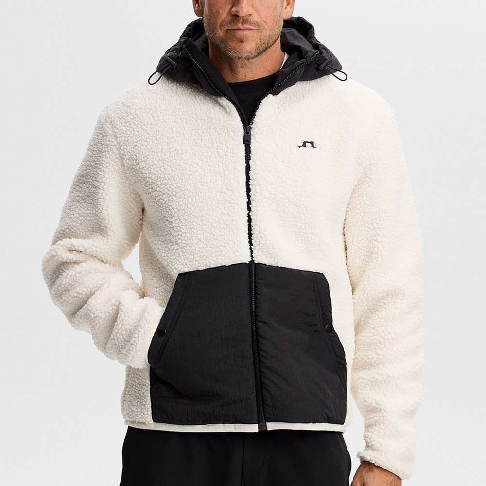 J.Lindeberg Golf Pullover - Varek Fleece Hoodie - Tofu AW26