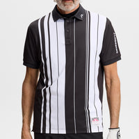 J.Lindeberg Golf Shirt - 30Y Tour Tech Stripe Regular Fit - Black SH26