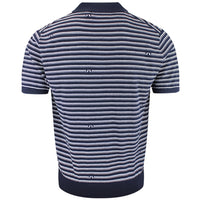 J.Lindeberg Golf Shirt - Ben Stripe Knit Regular Fit - JL Navy SH26