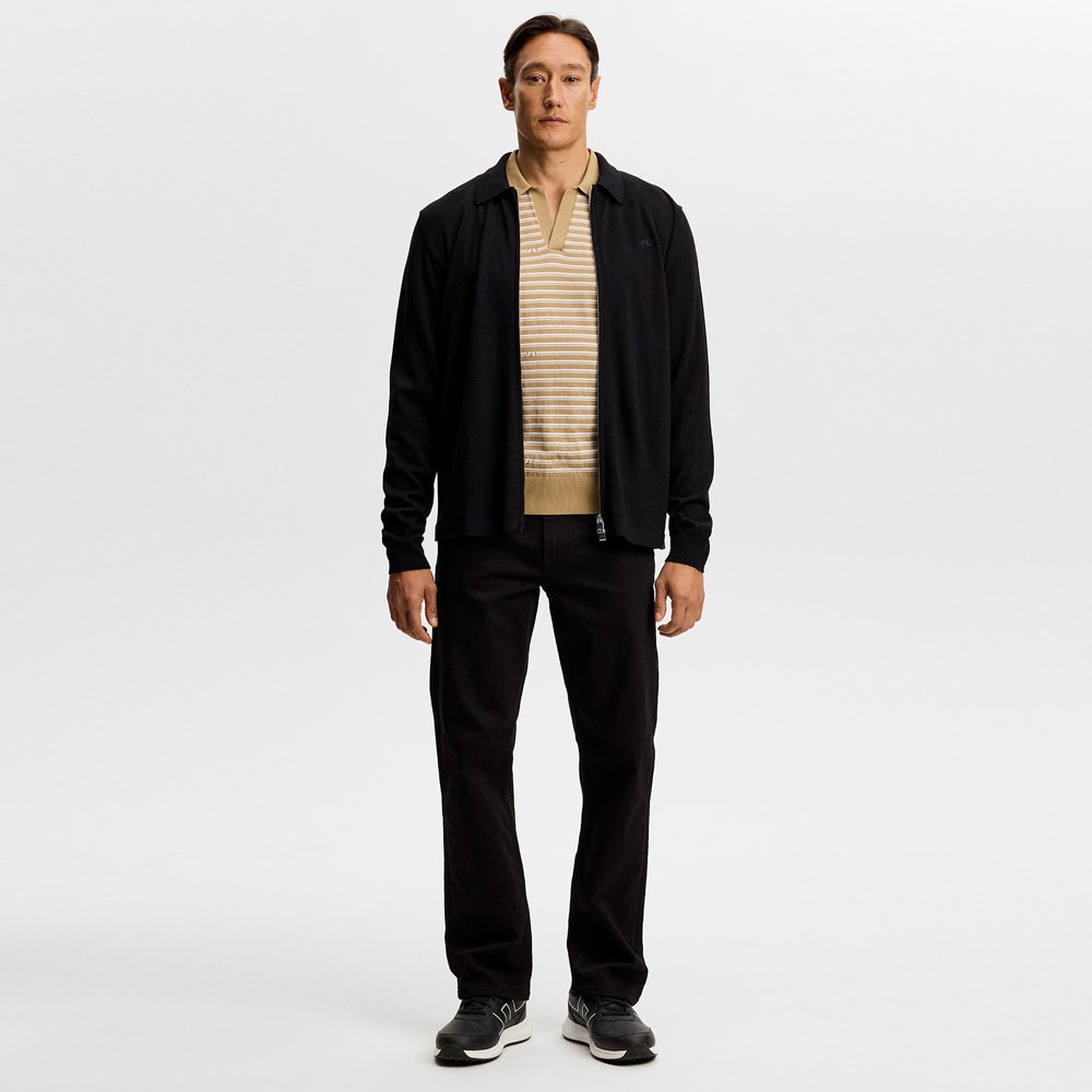 J.Lindeberg Golf Shirt - Ben Stripe Knit Regular Fit - Kelp SH26