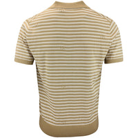 J.Lindeberg Golf Shirt - Ben Stripe Knit Regular Fit - Kelp SH26