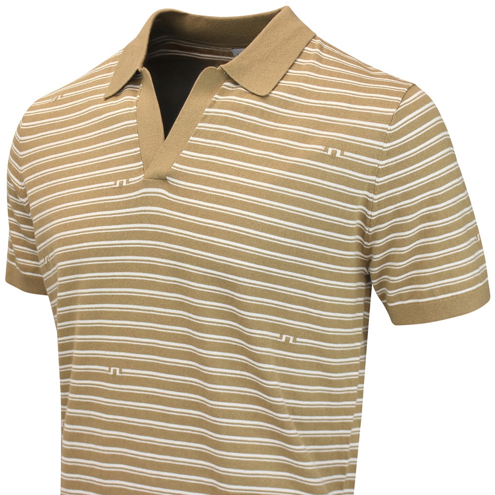 J.Lindeberg Golf Shirt - Ben Stripe Knit Regular Fit - Kelp SH26