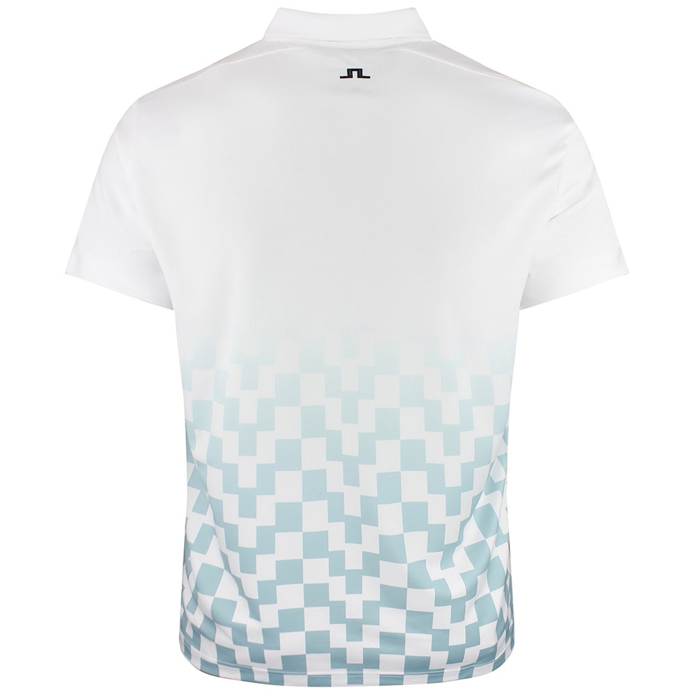 J.Lindeberg Golf Shirt - Finn Print Regular Fit - White - Blue SS26