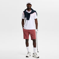 J.Lindeberg Golf Shirt - Finn Print Regular Fit - White - Pink SS26