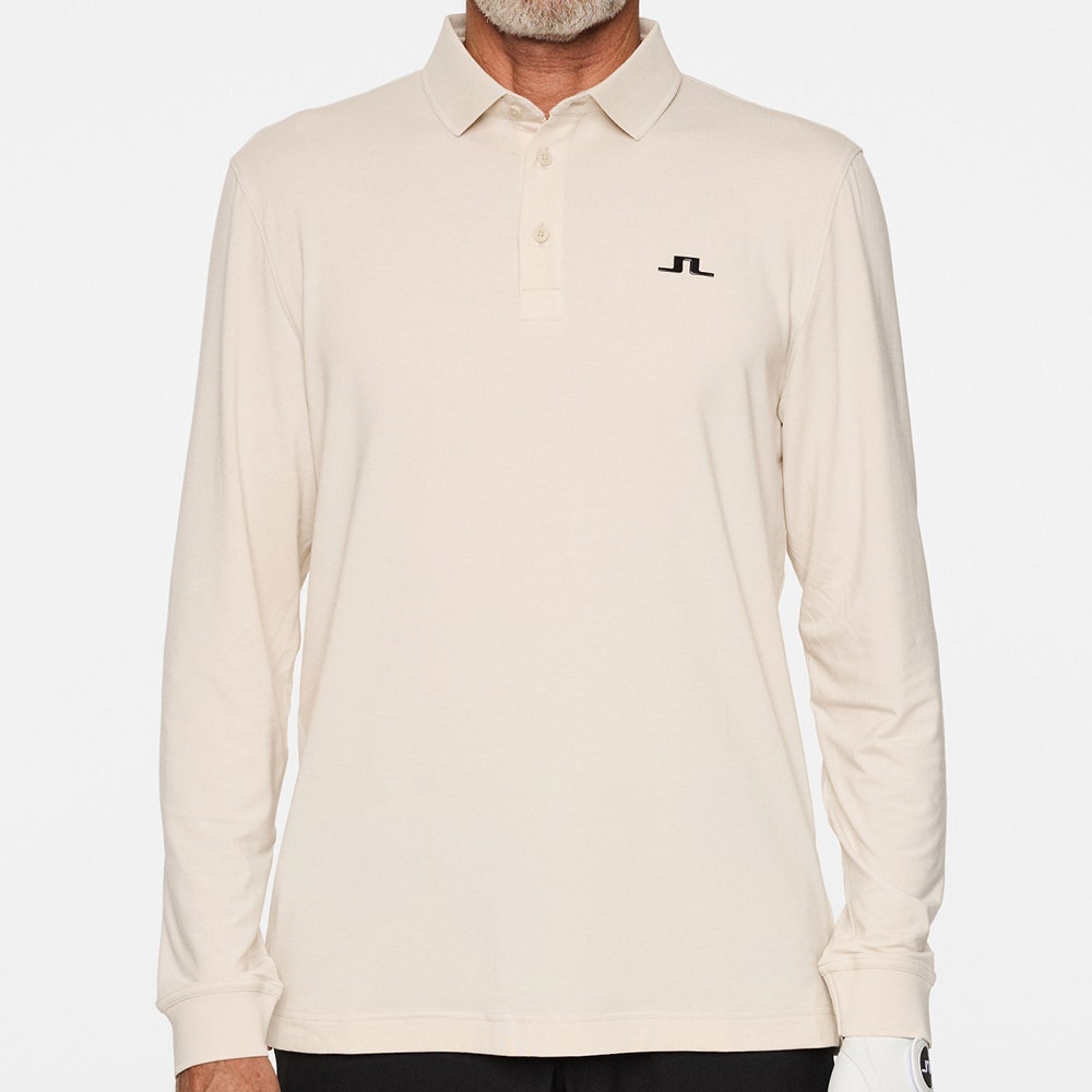 J.Lindeberg Golf Shirt - Florian LS Regular Fit - Moonbeam AW25