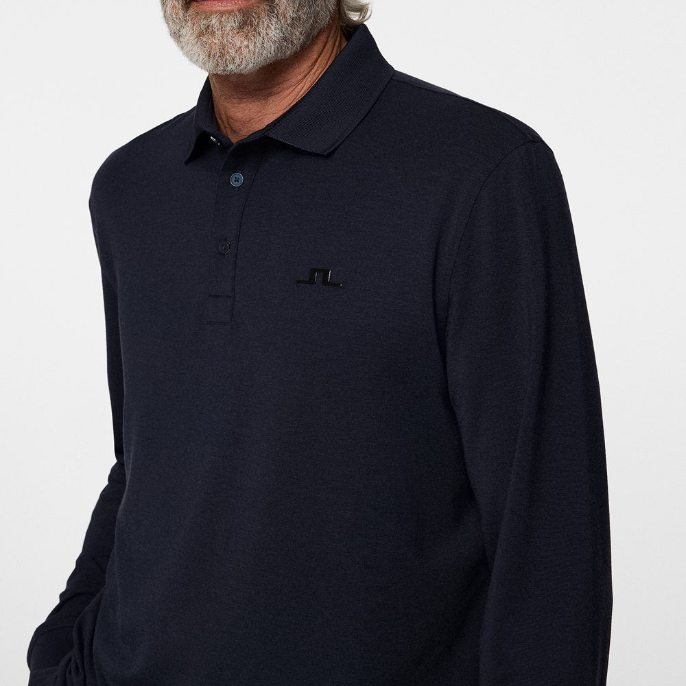 J.Lindeberg Golf Shirt - Florian LS Regular Fit - Navy Mel. AW25