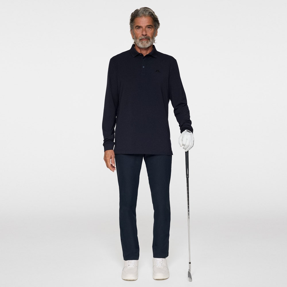 J.Lindeberg Golf Shirt - Florian LS Regular Fit - Navy Mel. AW25