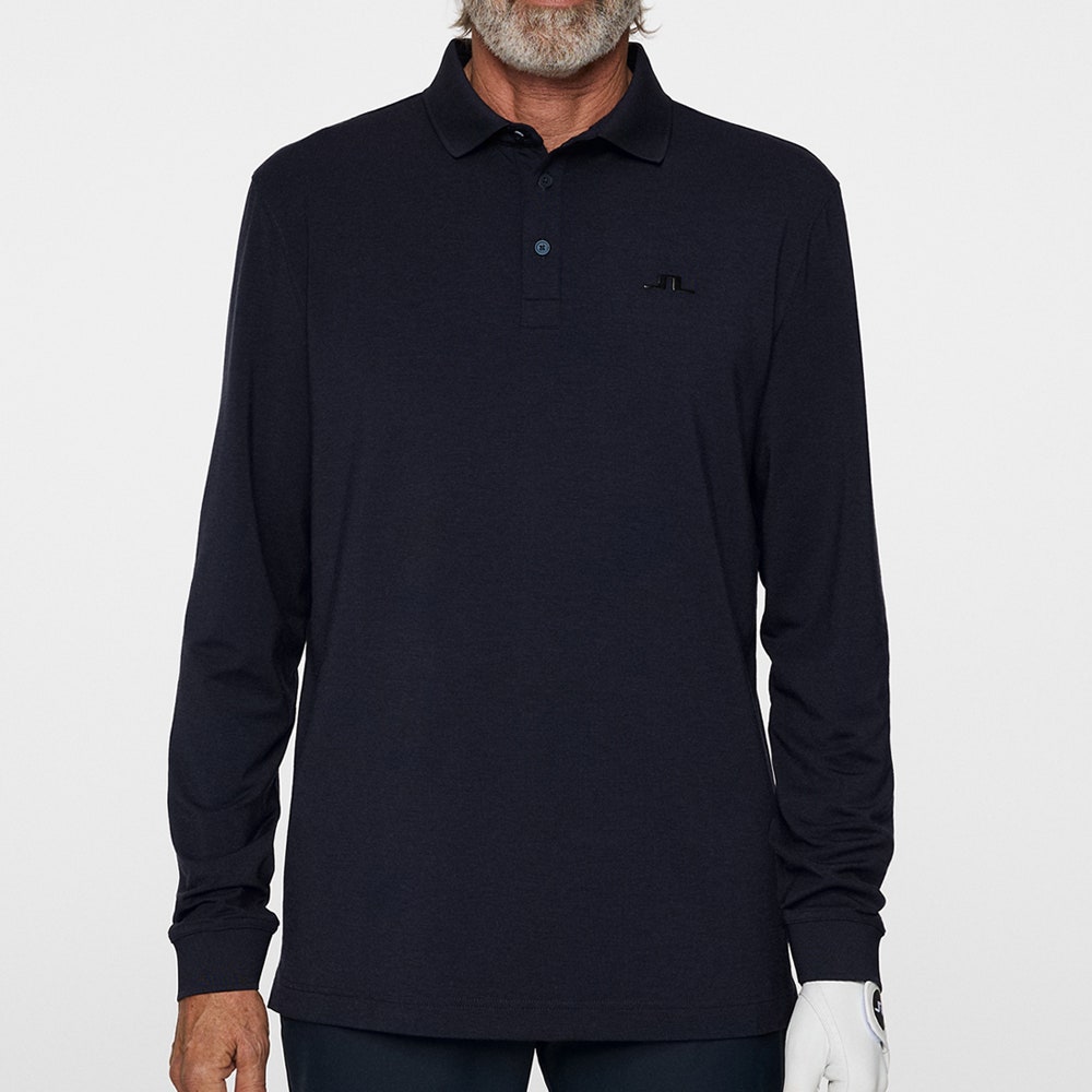 J.Lindeberg Golf Shirt - Florian LS Regular Fit - Navy Mel. AW25