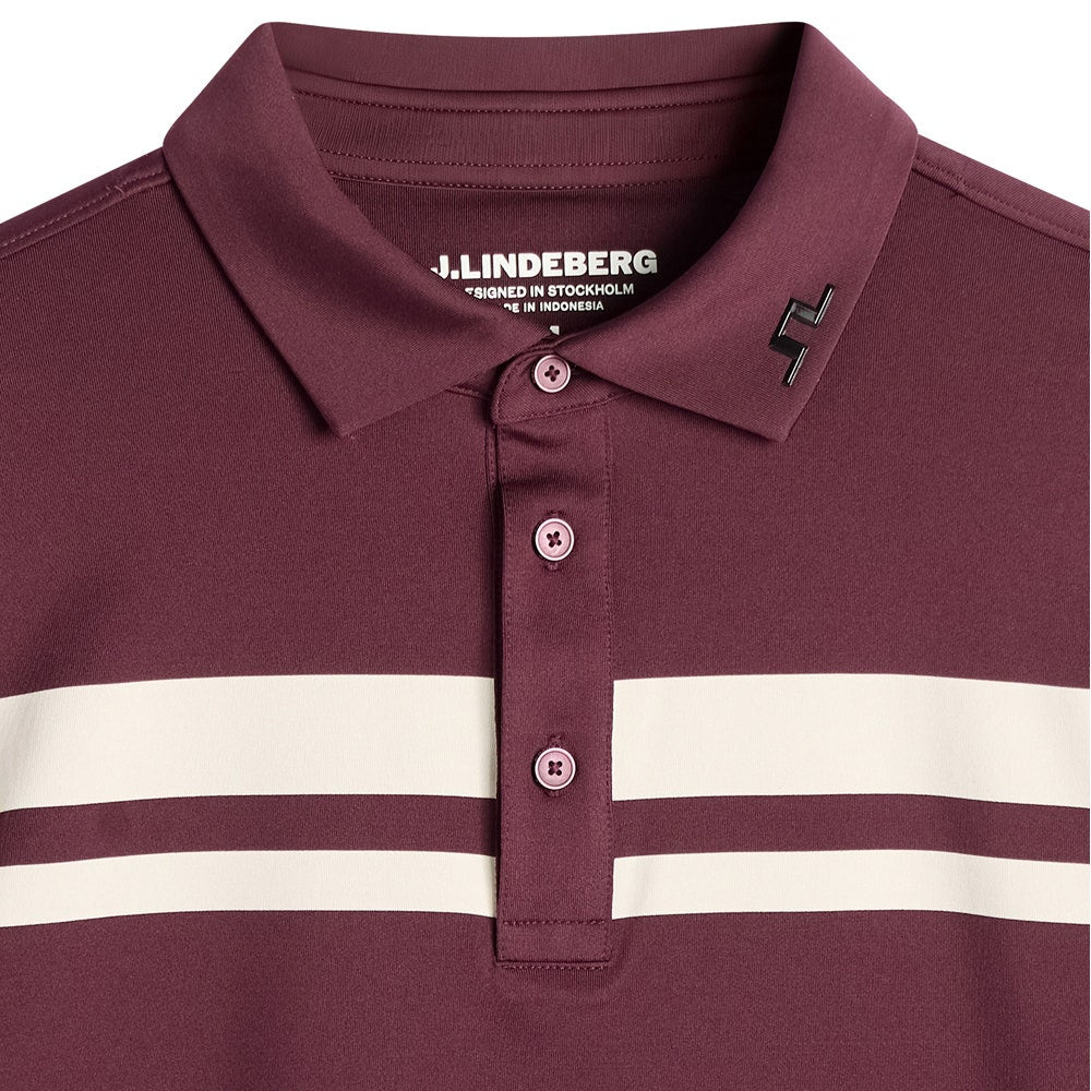J.Lindeberg Golf Shirt - Kenny LS Stripe Polo - Winetasting AW26