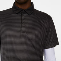 J.Lindeberg Golf Shirt - Marvin Stripe Regular Fit - Asphalt AW25