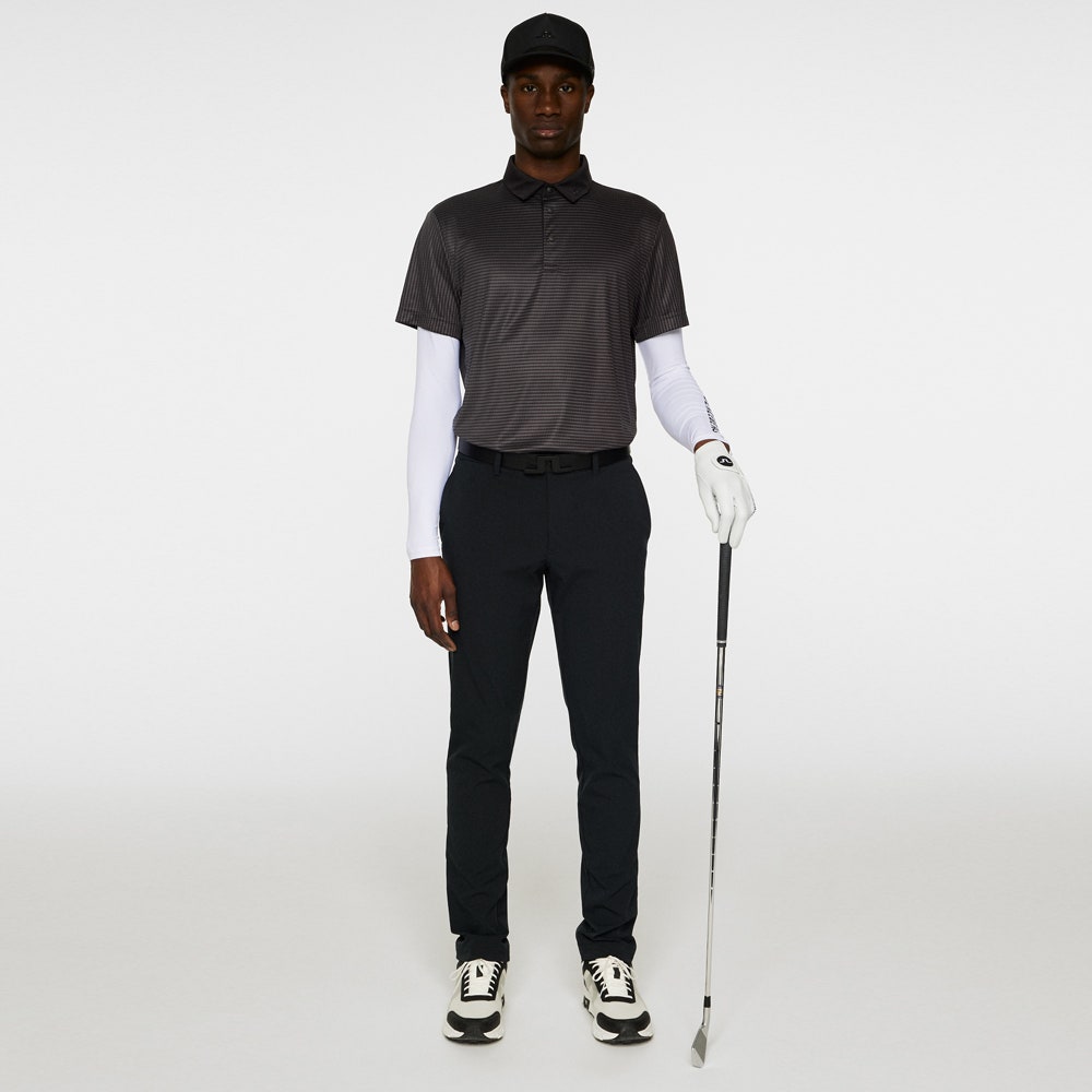 J.Lindeberg Golf Shirt - Marvin Stripe Regular Fit - Asphalt AW25