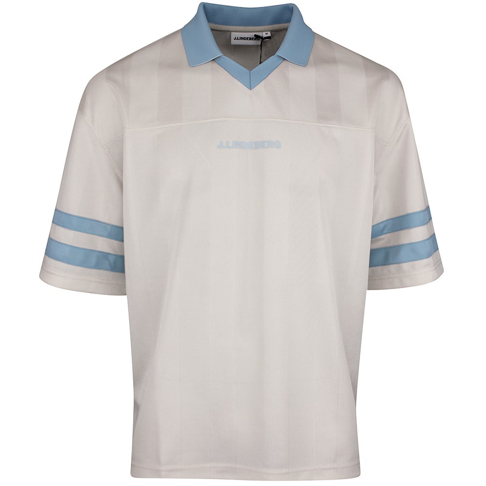 J.Lindeberg Golf Shirt - Rusty Jacquard Relaxed Fit - Moonbeam SS26