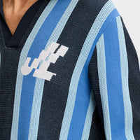 J.Lindeberg Golf Shirt - Silas Stripe Knit Sweater Polo - JL Navy SS26