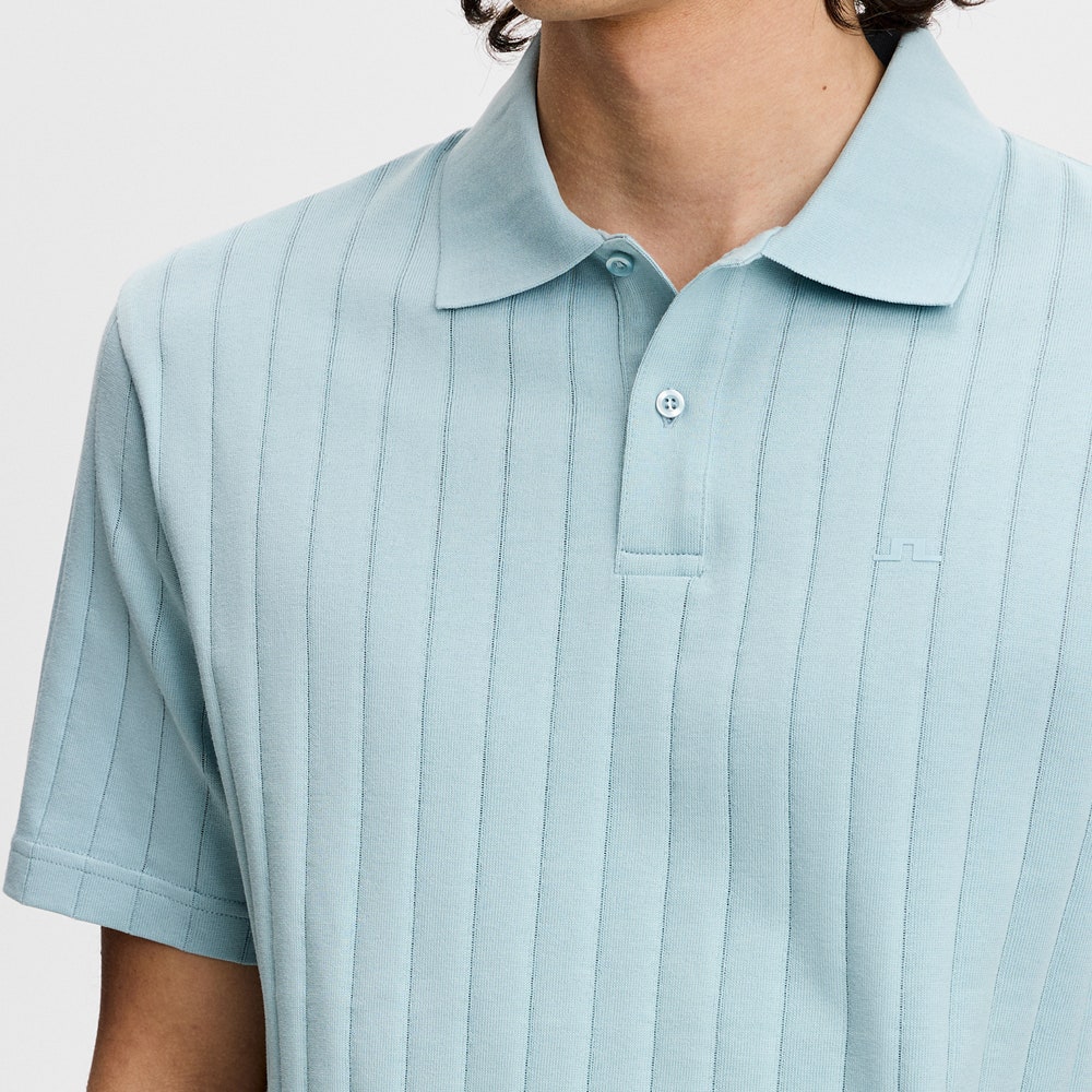 J.Lindeberg Golf Shirt - Simon Stripe Regular Fit - Forget-Me-Not SS26