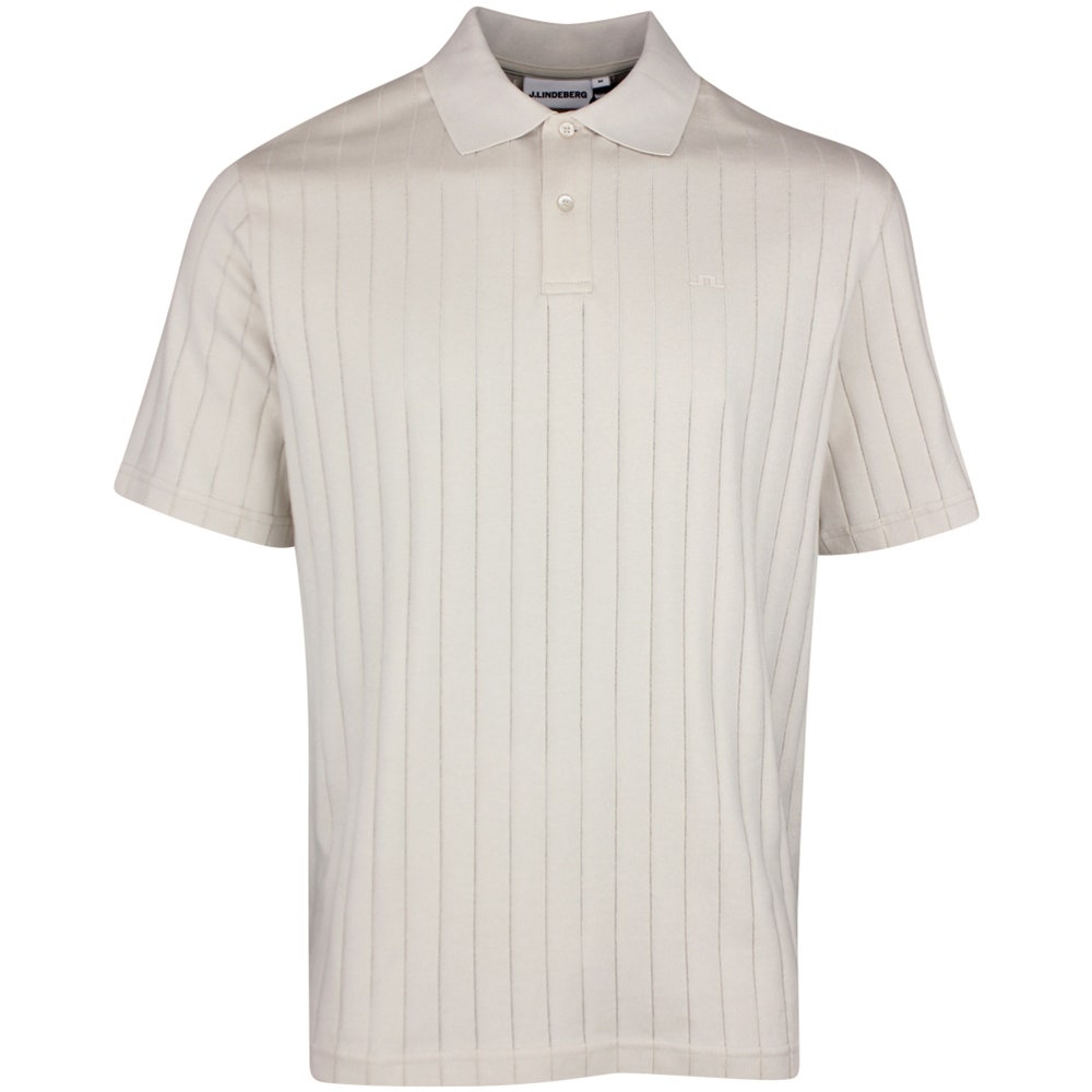 J.Lindeberg Golf Shirt - Simon Stripe Regular Fit - Moonbeam SS26