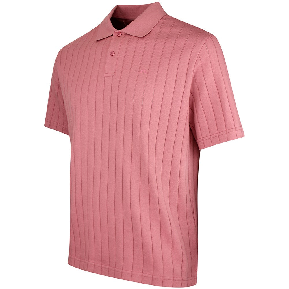 J.Lindeberg Golf Shirt - Simon Stripe Regular Fit - Withered Rose SS26