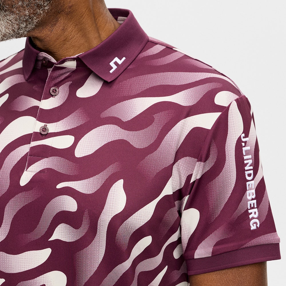 J.Lindeberg Golf Shirt - Tour Tech Print Reg. Fit - BF Wine AW26