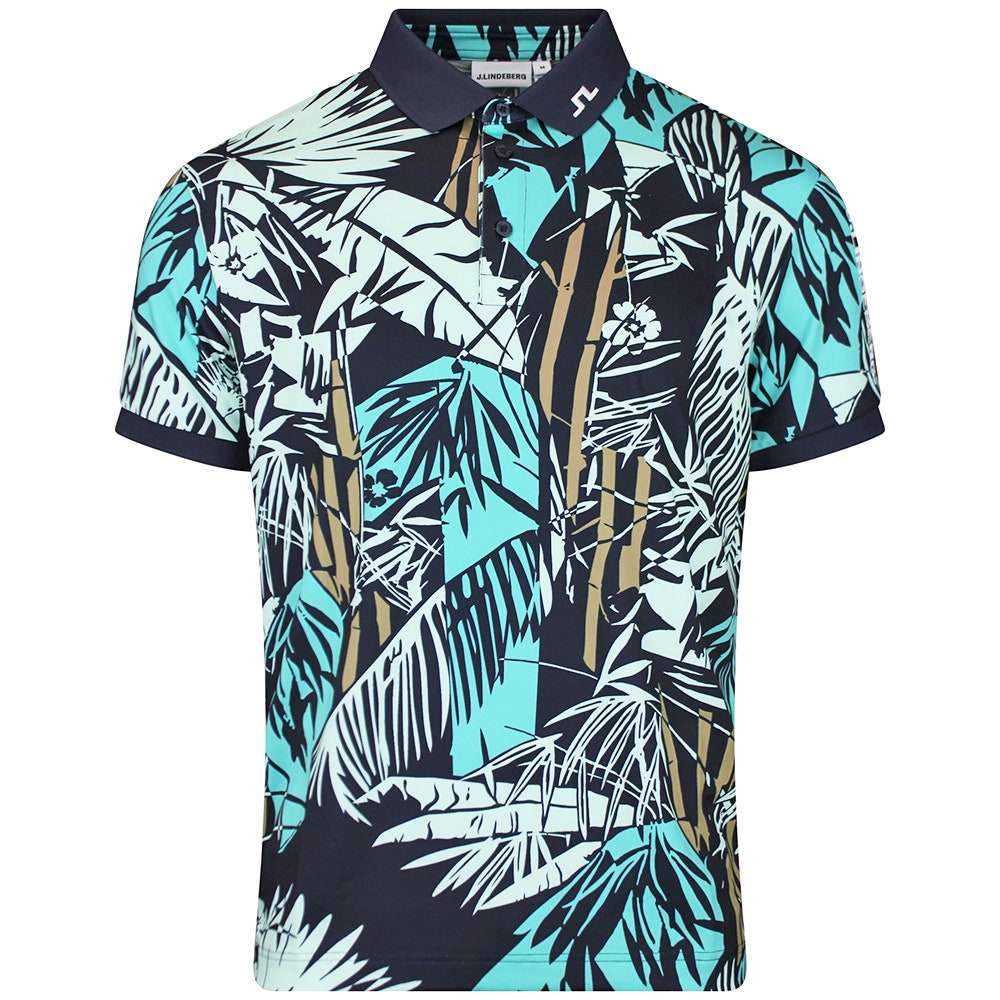 J.Lindeberg Golf Shirt - Tour Tech Print Reg. Fit - Grove Navy SH26