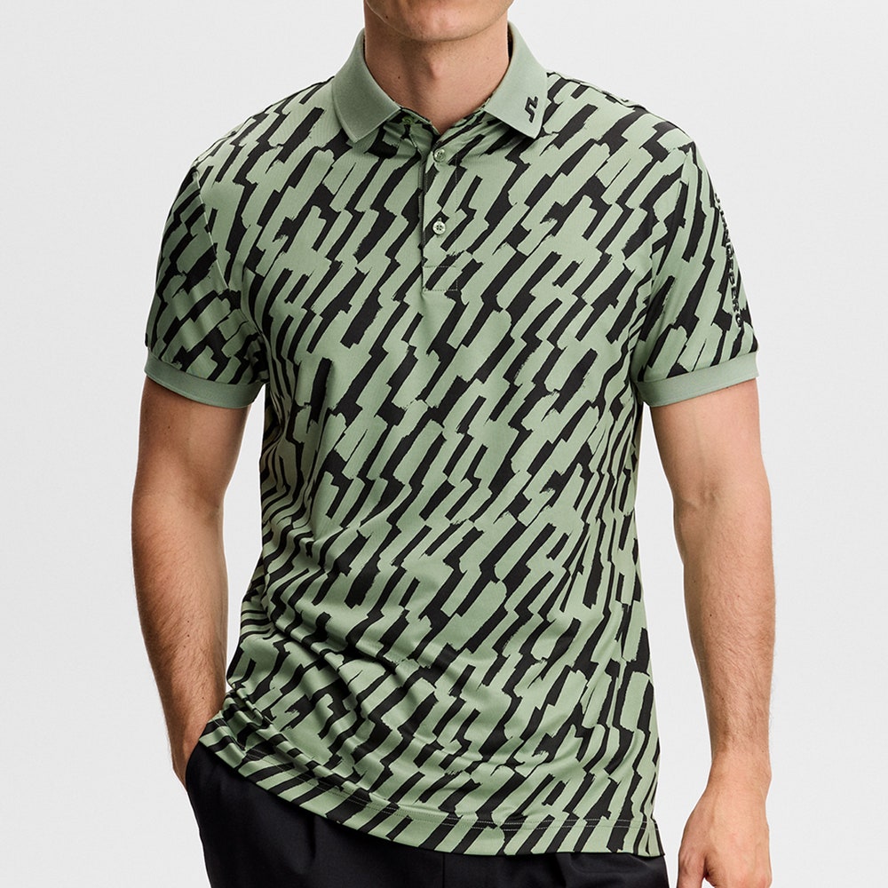 J.Lindeberg Golf Shirt - Tour Tech Print Reg. Fit - Oak Green SS26