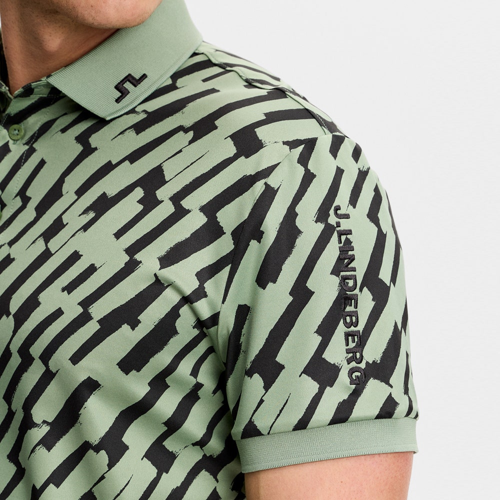 J.Lindeberg Golf Shirt - Tour Tech Print Reg. Fit - Oak Green SS26