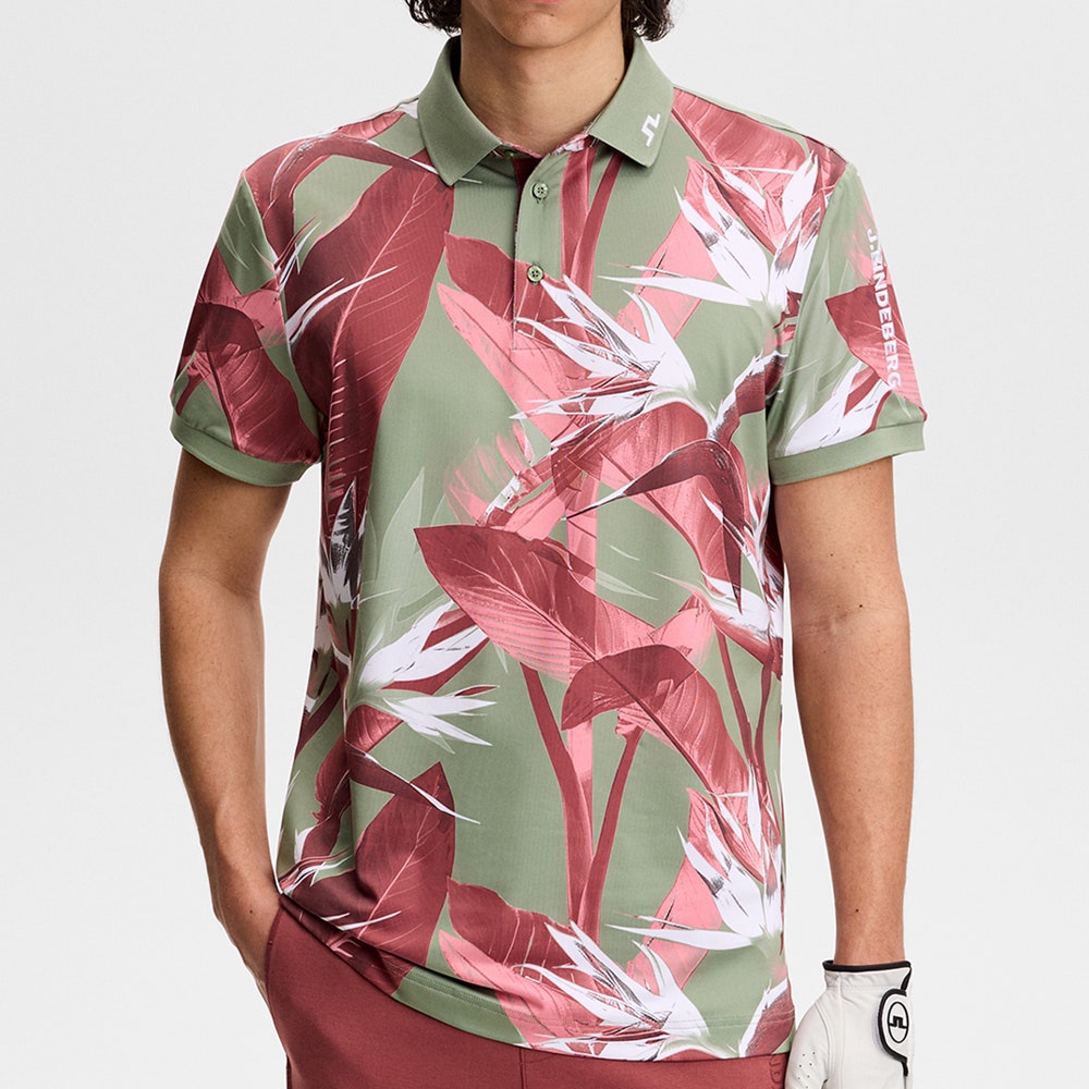 J.Lindeberg Golf Shirt - Tour Tech Print Reg. Fit - P. Green SS26