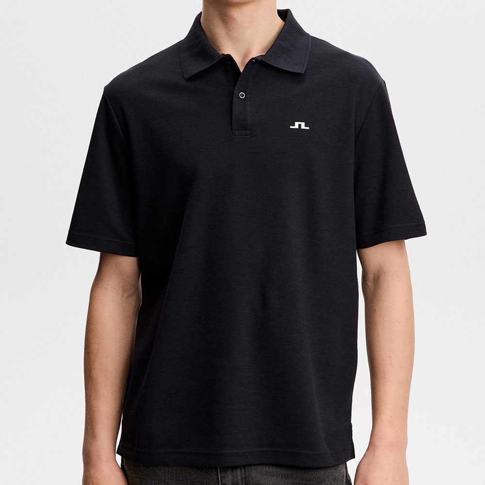 J.Lindeberg Golf Shirt - Trond Regular Fit Pique - Black SS26