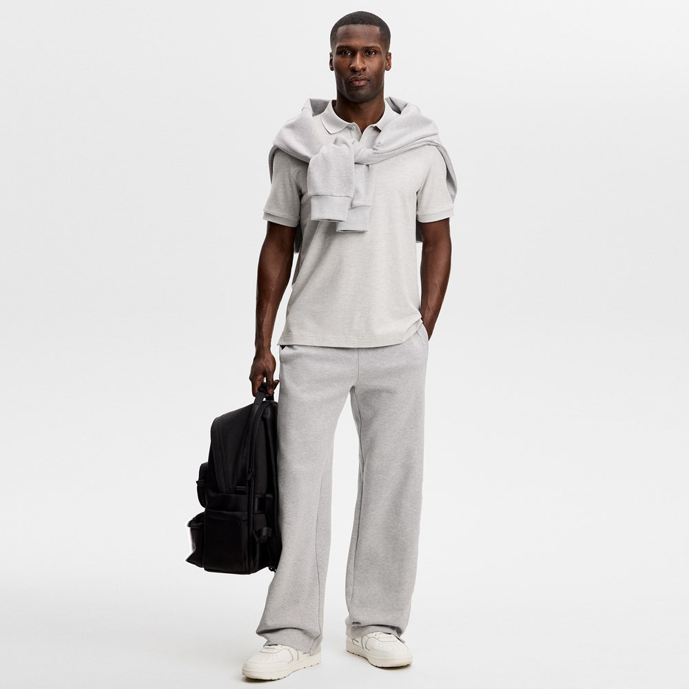 J.Lindeberg Golf Shirt - Verse Pique Reg. Fit - Light Grey Mel. AW26
