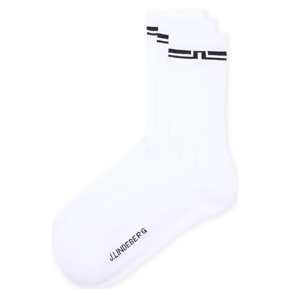 J.Lindeberg Golf Socks - Johnson Crew Length - 3 Pack White SS26