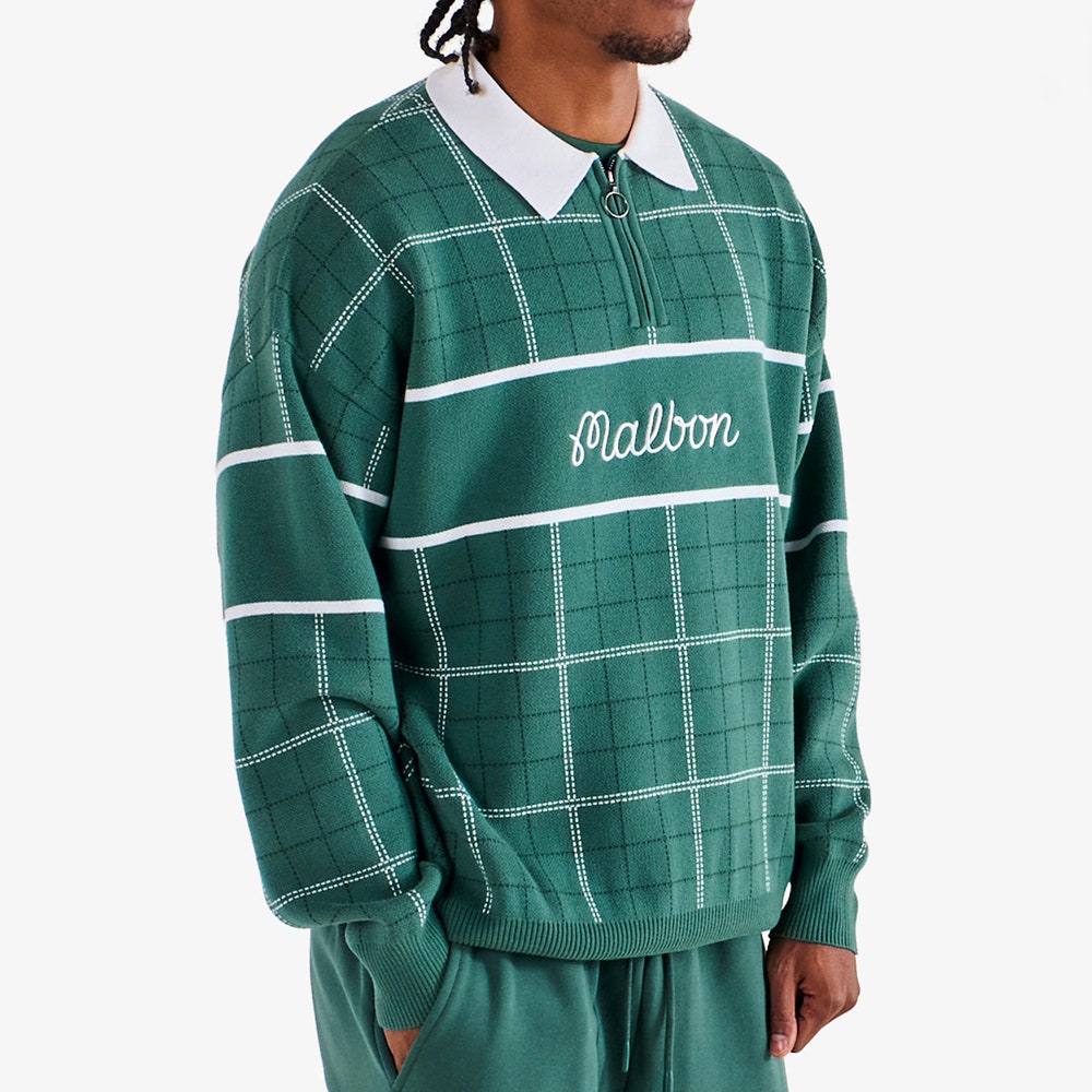 Malbon Golf Jumper - Bennett Plaid Sweater - Hunter Green HO25