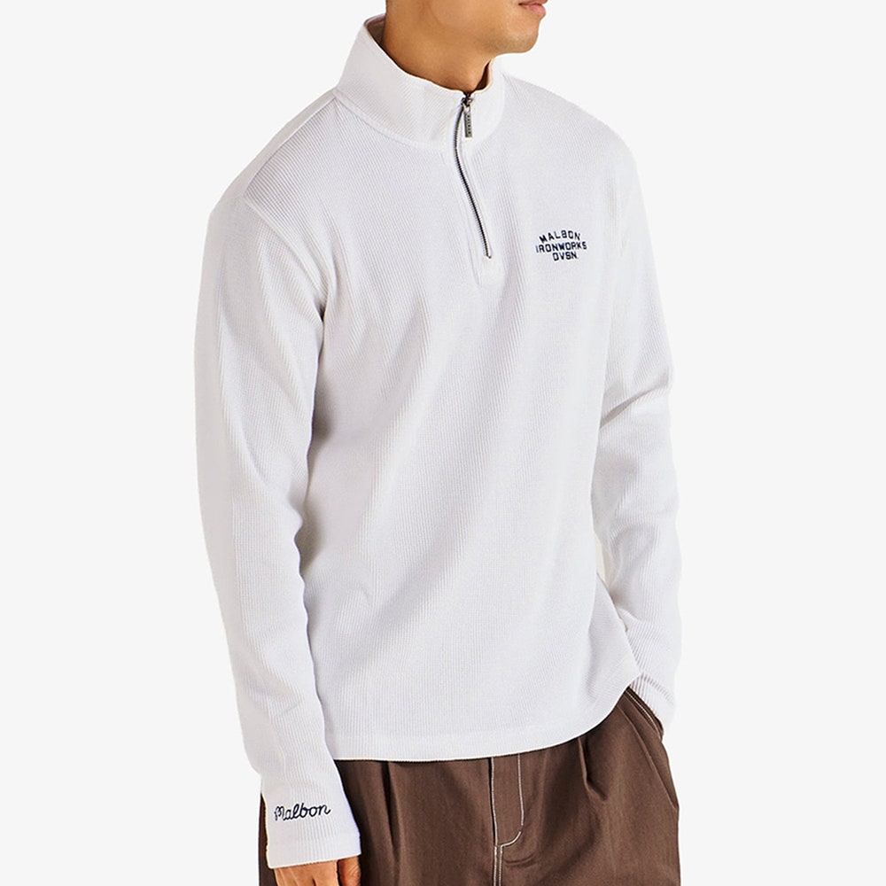 Malbon Golf Pullover - Flyer Ironworks QZ - White FA26