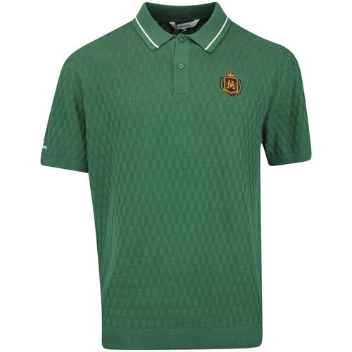 Malbon Golf Shirt - Crest Knit Polo - Myrtle FA25