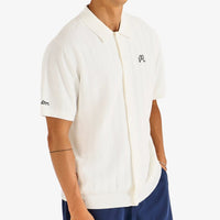 Malbon Golf Shirt - Crosscut Button Up Polo - Ivory FA26