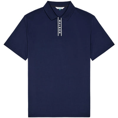 Malbon Golf Shirt - Evergreen Block Placket Polo - Navy SS26