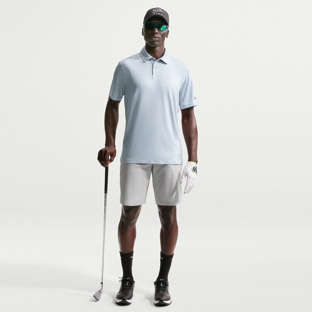 Nike Golf Shirt - NK DF Velocity Micro Floral Polo - Wolf Grey SU26