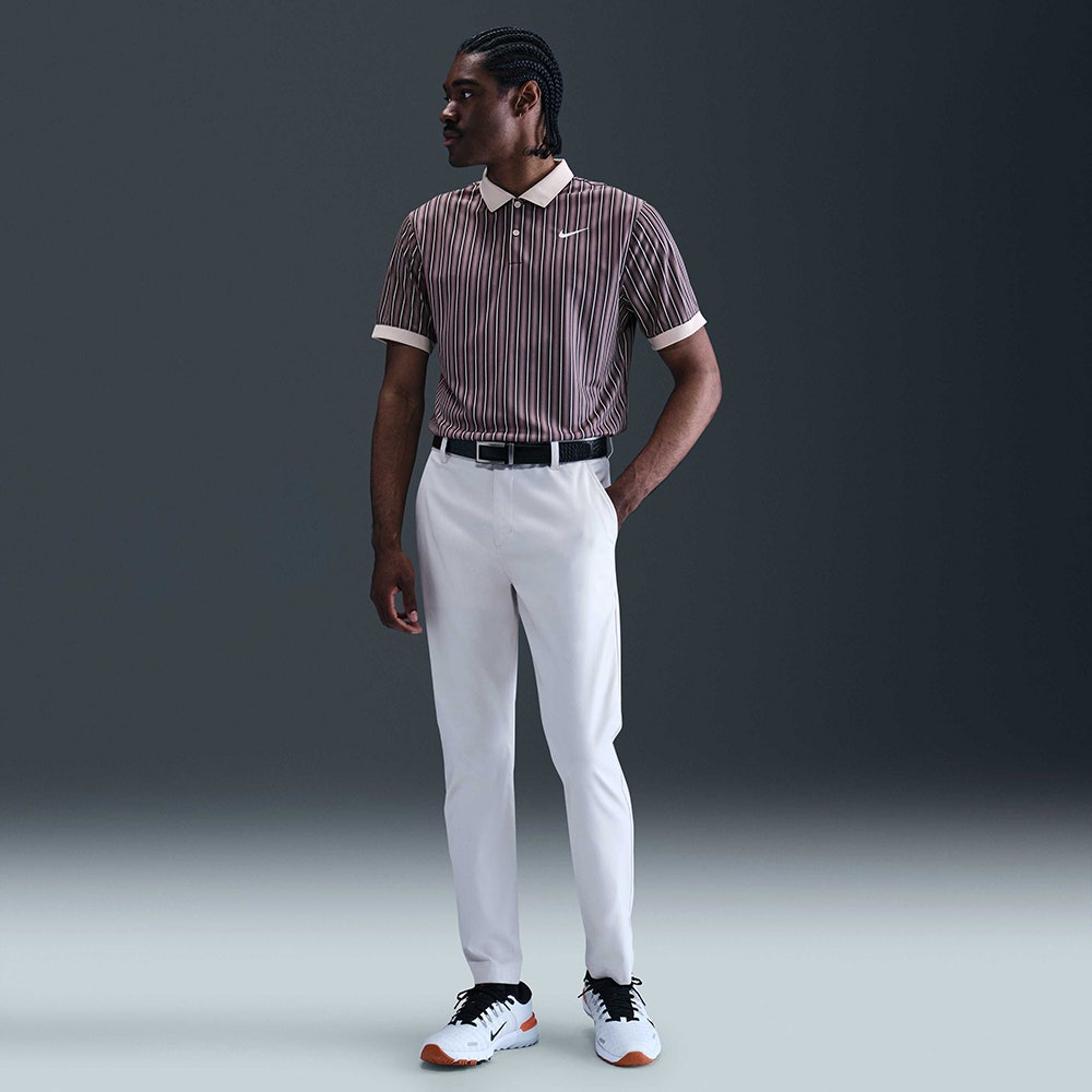 Nike Golf Shirt - NK DF Victory+ Stripe Polo - Taupe Grey FA25