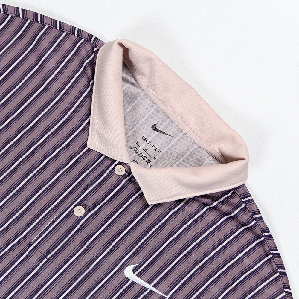 Nike Golf Shirt - NK DF Victory+ Stripe Polo - Taupe Grey FA25
