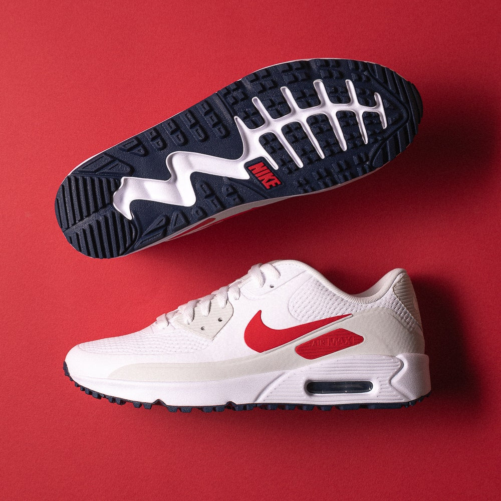 Nike Golf Shoes - Air Max 90 G - White - Fire Red FA26