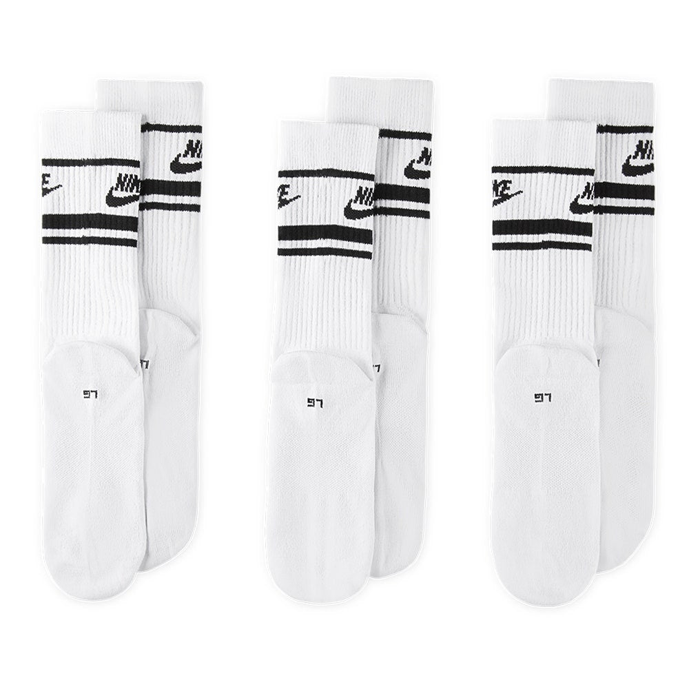 Nike Golf Socks - Sportswear Essential Crew - 3 Pk White - Black SP26
