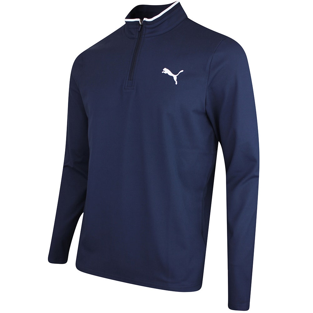 PUMA Golf Pullover - Cloudspun TOUR Logo Tech QZ - Deep Navy SS26
